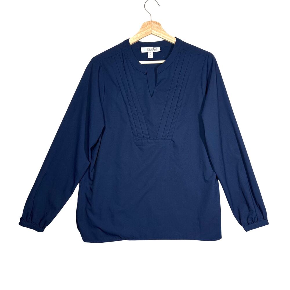 Coolibar Aire Katerini Top UPF 50+ Sun Protection Long Sleeve Navy Blue Sz L